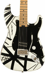 Str shape electric guitar Evh Striped Series '78 Eruption - White with black stripes relic