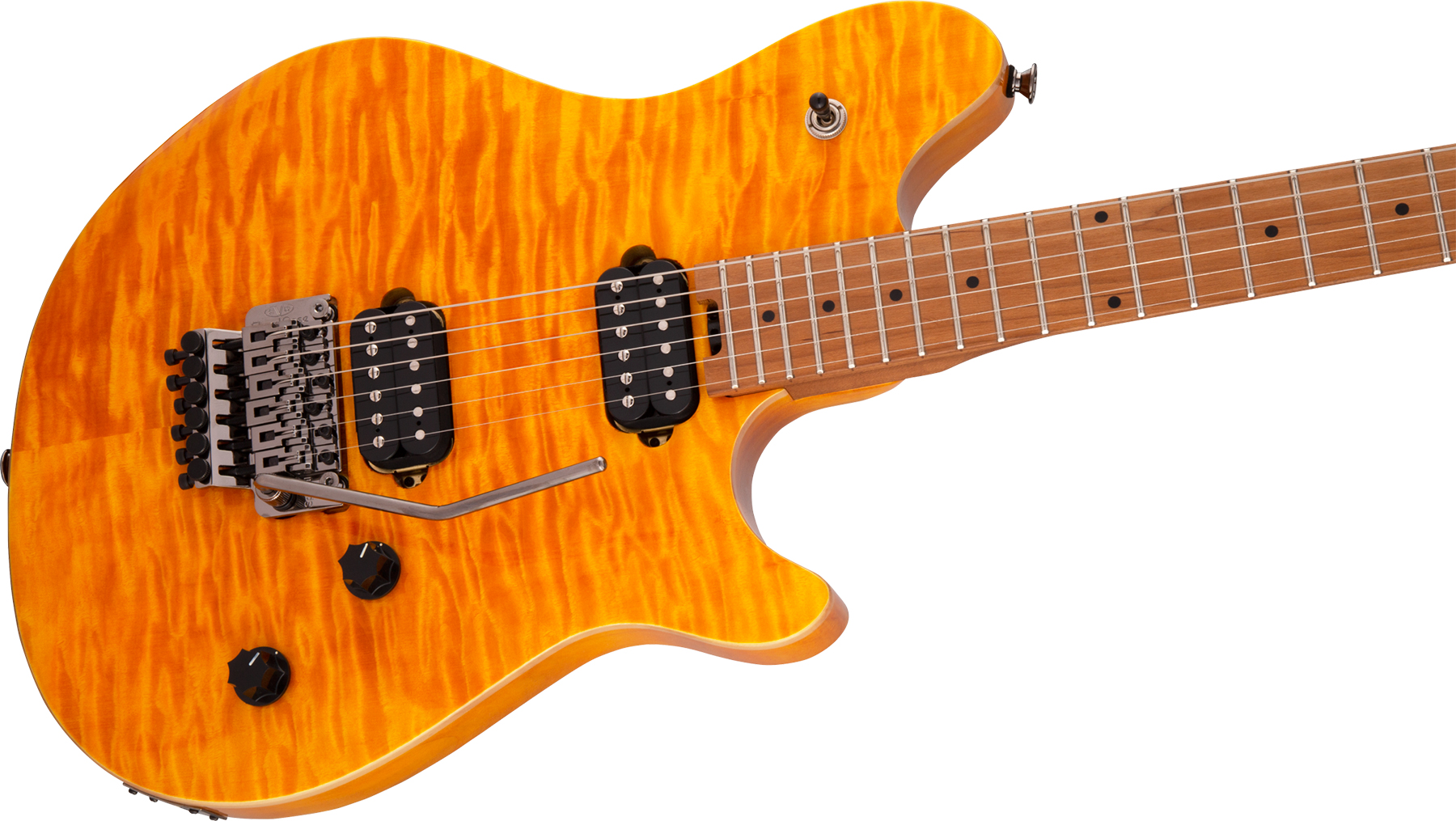 Evh Wolfgang Wg Standard Qm 2h  Fr Mn - Transparent Amber - Metal electric guitar - Variation 2