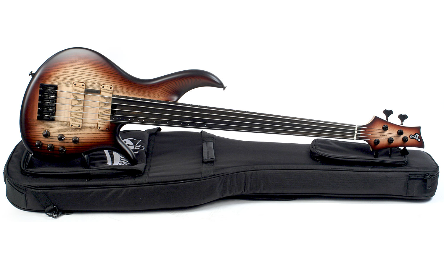 F Bass Bnf5 Fretless 5 String Ebony Fretboard - Brown Burst Satin - Solid body electric bass - Variation 1
