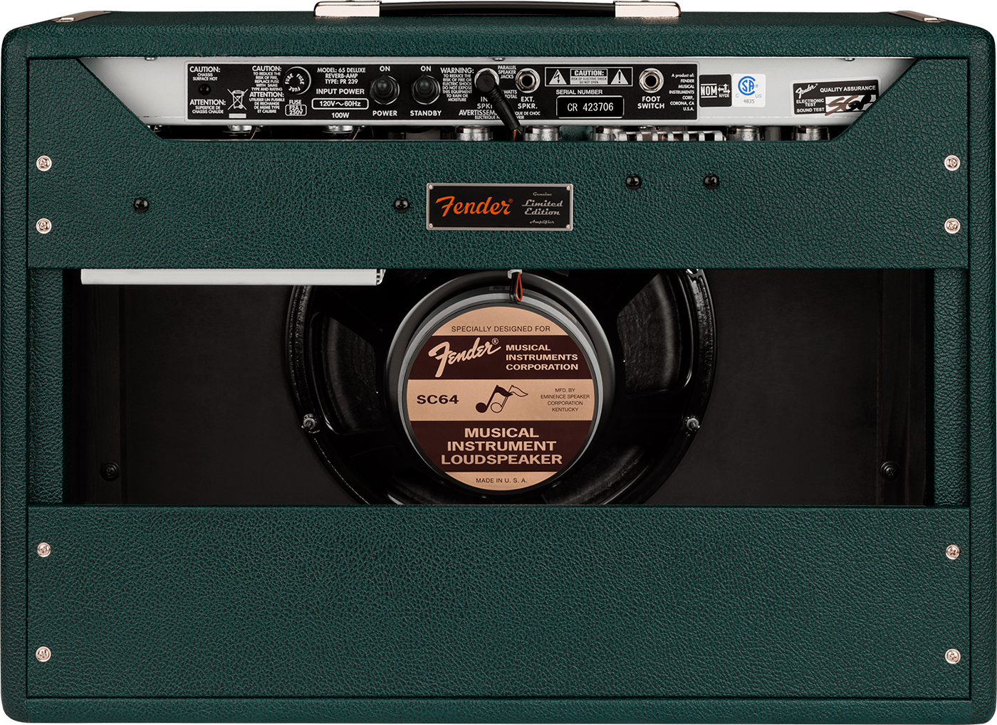 Fender 65 Deluxe Reverb Ltd 22w 6v6 1x12 Eminence Sc64 British Racing Green - Electric guitar combo amp - Variation 2