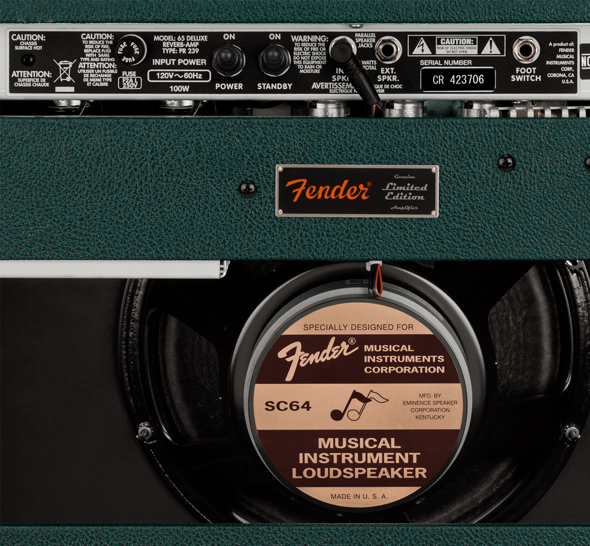 Fender 65 Deluxe Reverb Ltd 22w 6v6 1x12 Eminence Sc64 British Racing Green - Electric guitar combo amp - Variation 3