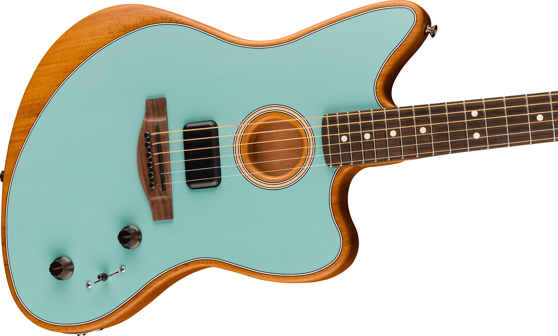 Fender Acoustasonic Jazzmaster Player Mex Epicea Acajou Rw - Ice Blue - Electro acoustic guitar - Variation 2