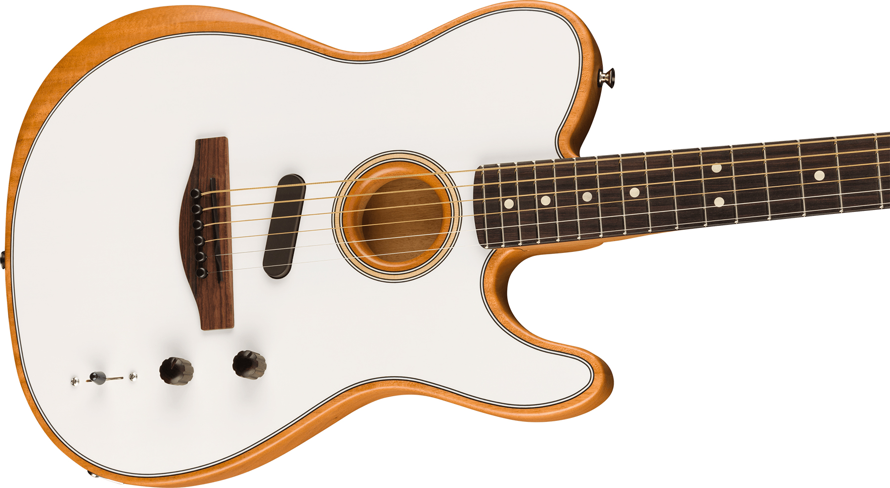 Fender Acoustasonic Tele Player Mex Epicea Acajou Rw - Arctic White - Electro acoustic guitar - Variation 2