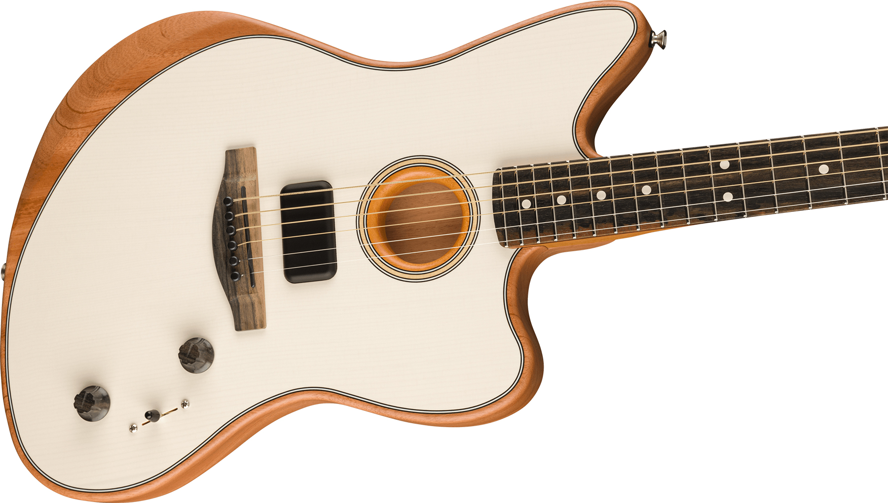 Fender American Acoustasonic Jazzmaster Usa Eb - Arctic White - Electro acoustic guitar - Variation 2