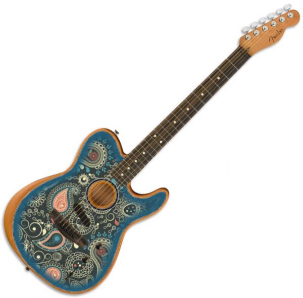 Acoustic guitar & electro Fender American Acoustasonic Telecaster FSR Ltd (USA) - Blue paisley
