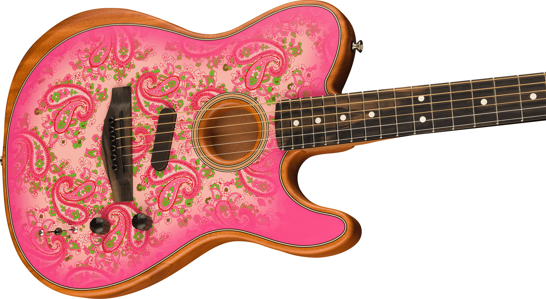 Fender American Acoustasonic Tele Fsr Ltd Epicea Acajou Rw - Pink Paisley - Acoustic guitar & electro - Variation 2