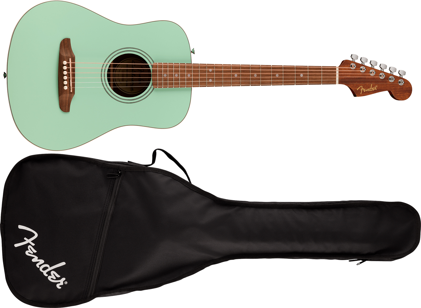 Fender California Standard Redondo Mini Epicea Sapele Noy +housse - Surf Green - Folk guitar - Variation 4