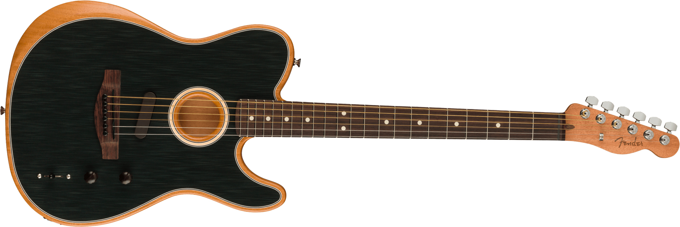 Fender Acoustasonic Tele Player Mex Epicea Acajou Rw - Brushed Black - Electro acoustic guitar - Main picture