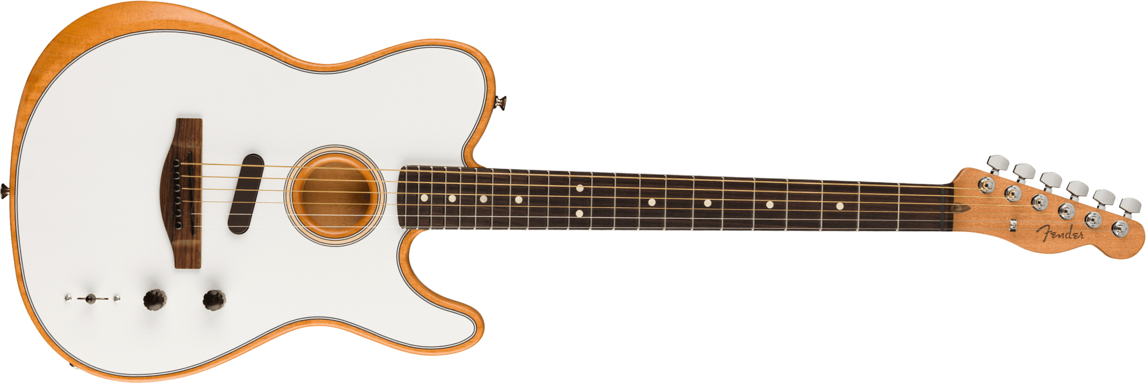Fender Acoustasonic Tele Player Mex Epicea Acajou Rw - Arctic White - Electro acoustic guitar - Main picture