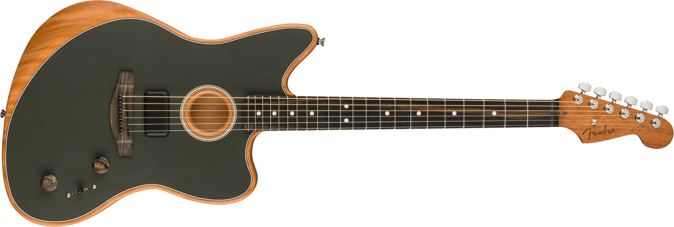Fender American Acoustasonic Jazzmaster Usa Eb - Tungsten - Acoustic guitar & electro - Main picture