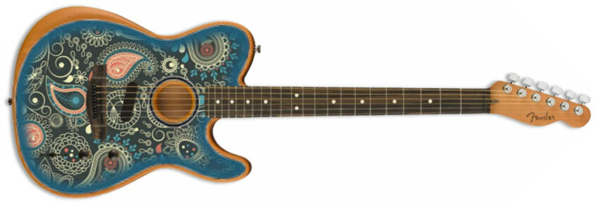 Fender American Acoustasonic Tele Fsr Ltd Epicea Acajou Rw - Blue Paisley - Acoustic guitar & electro - Main picture