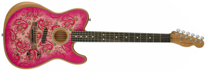Fender American Acoustasonic Tele Fsr Ltd Epicea Acajou Rw - Pink Paisley - Acoustic guitar & electro - Main picture