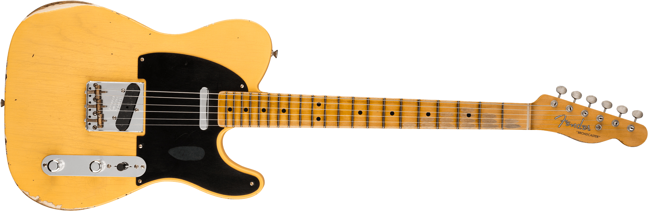Fender Custom Shop Broadcaster Tele 70th Anniversary Ltd Mn - Relic Aged Nocaster Blonde - Tel shape electric guitar - Main picture