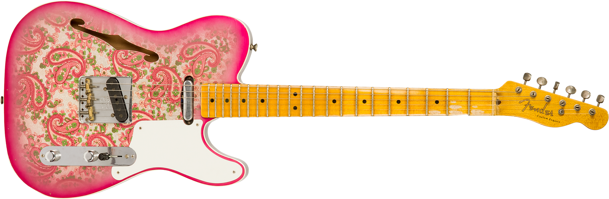 Fender Custom Shop Double Esquire/tele Custom 2s Ht Mn #r97434 - Journeyman Relic Aged Pink Paisley - Semi-hollow electric guitar - Main picture