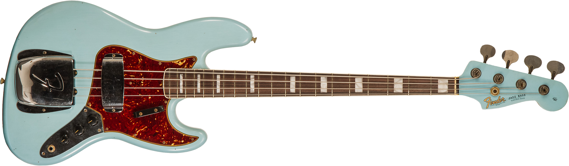Fender Custom Shop Jazz Bass 1966 Rw #cz553892 - Journeyman Relic Daphne Blue - Solid body electric bass - Main picture