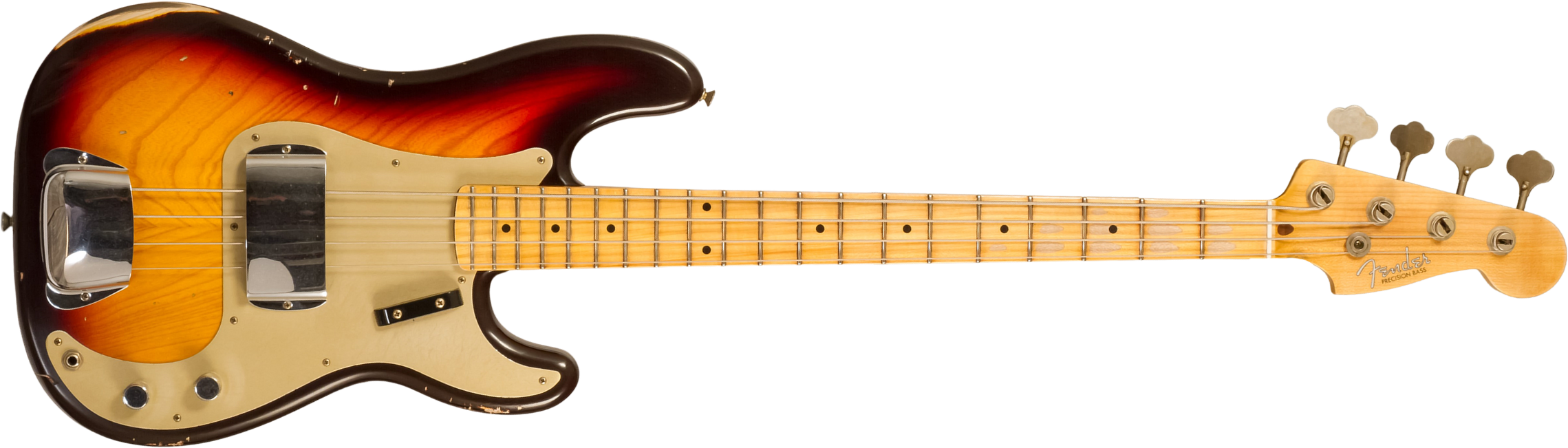 Fender Custom Shop Precision Bass 1958 Mn #cz578373 - Relic Chocolate 3-color Sunburst - Solid body electric bass - Main picture