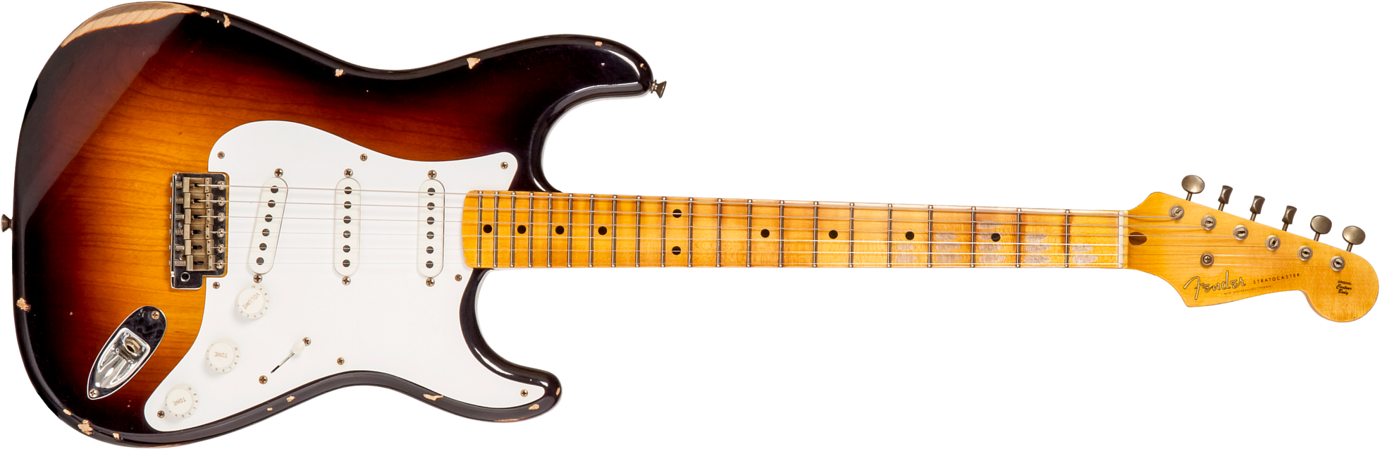 Fender Custom Shop Strat 1954 70th Anniv. 3s Trem Mn #xn4158 - Relic Wide-fade 2-color Sunburst - Str shape electric guitar - Main picture