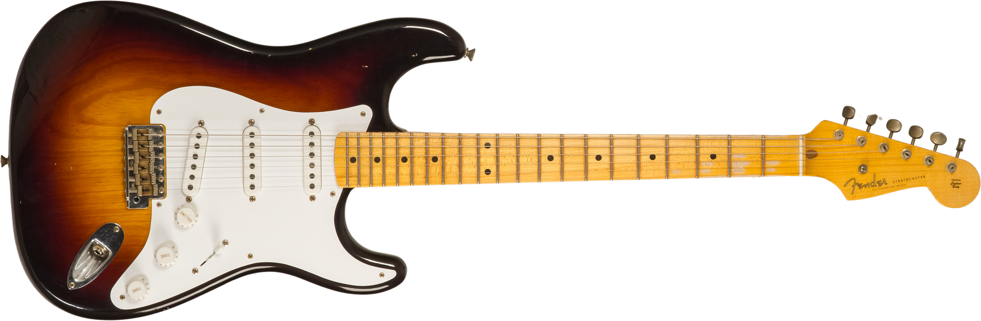 Fender Custom Shop Strat 1954 70th Anniv. 3s Trem Mn #xn4241 - Journeyman Relic Wide-fade 2-color Sunburst - Str shape electric guitar - Main picture