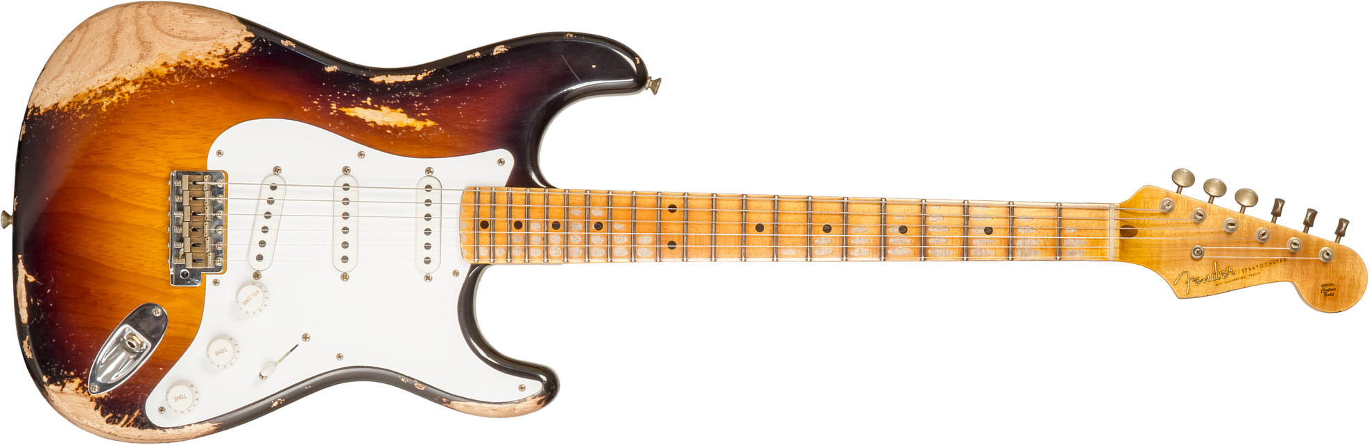 Fender Custom Shop Strat 1954 70th Anniv. 3s Trem Mn #xn4308 - Heavy Relic Wide Fade 2-color Sunburst - Str shape electric guitar - Main picture