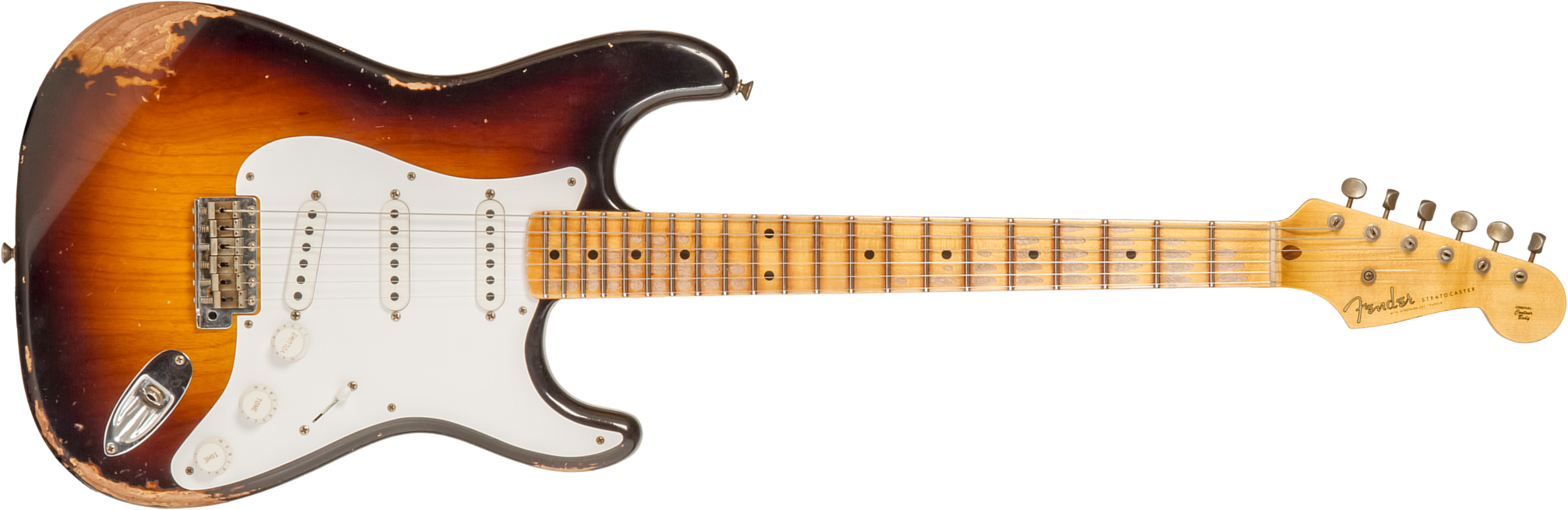 Fender Custom Shop Strat 1954 70th Anniv. 3s Trem Mn #xn4309 - Heavy Relic Wide Fade 2-color Sunburst - Str shape electric guitar - Main picture
