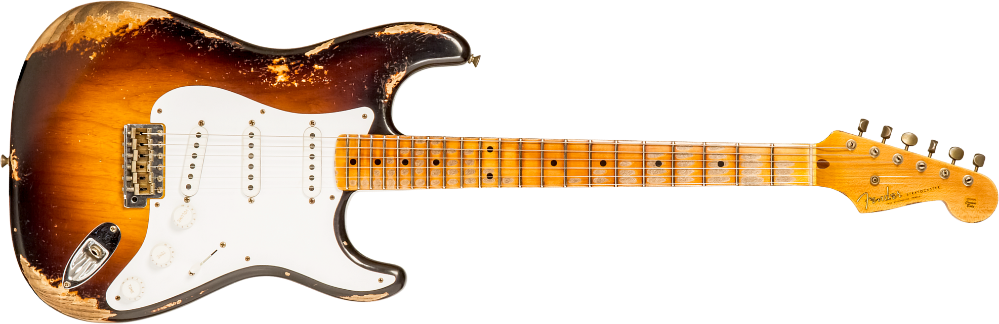 Fender Custom Shop Strat 1954 70th Anniv. 3s Trem Mn #xn4324 - Heavy Relic Wide Fade 2-color Sunburst - Str shape electric guitar - Main picture
