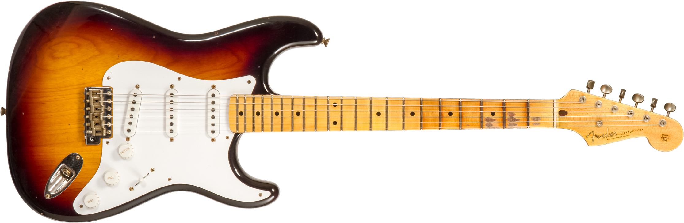 Fender Custom Shop Strat 1954 70th Anniv. 3s Trem Mn #xn4858 - Journeyman Relic 2-color Sunburst - Str shape electric guitar - Main picture