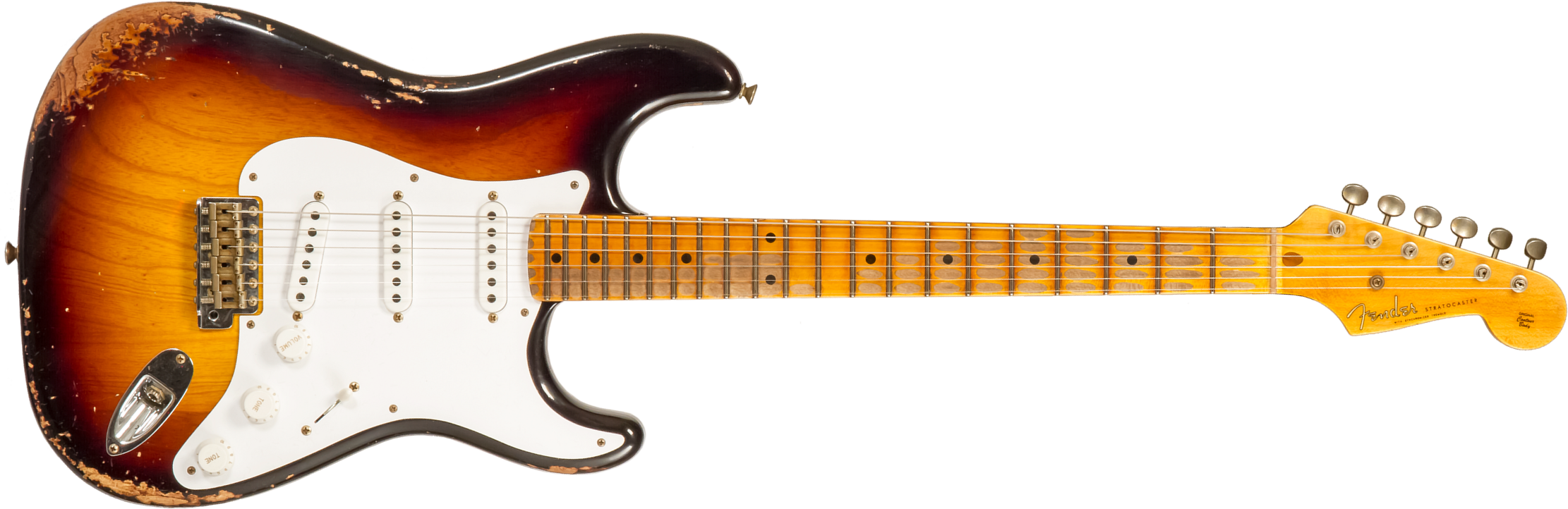 Fender Custom Shop Strat 1954 70th Anniv. 3s Trem Mn #xn4887 - Heavy Relic 2-color Sunburst - Str shape electric guitar - Main picture