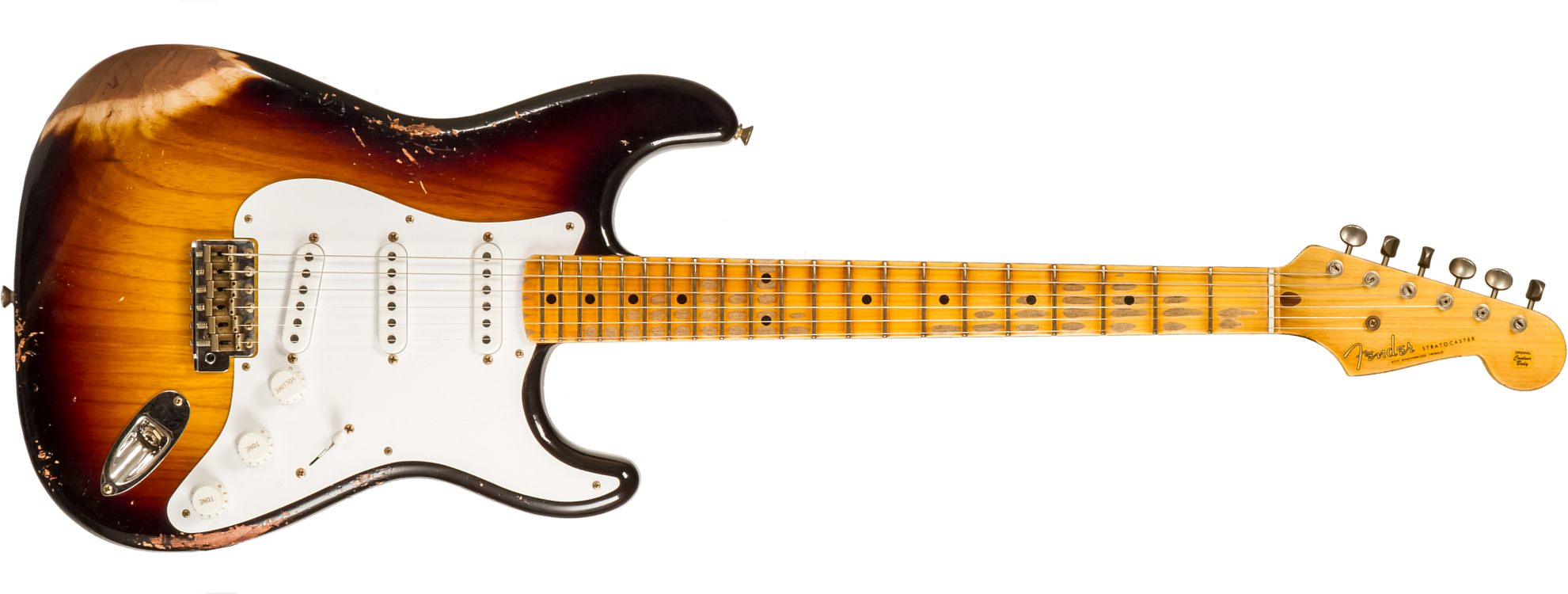 Fender Custom Shop Strat 1954 70th Anniv. 3s Trem Mn #xn4888 - Heavy Relic 2-color Sunburst - Str shape electric guitar - Main picture