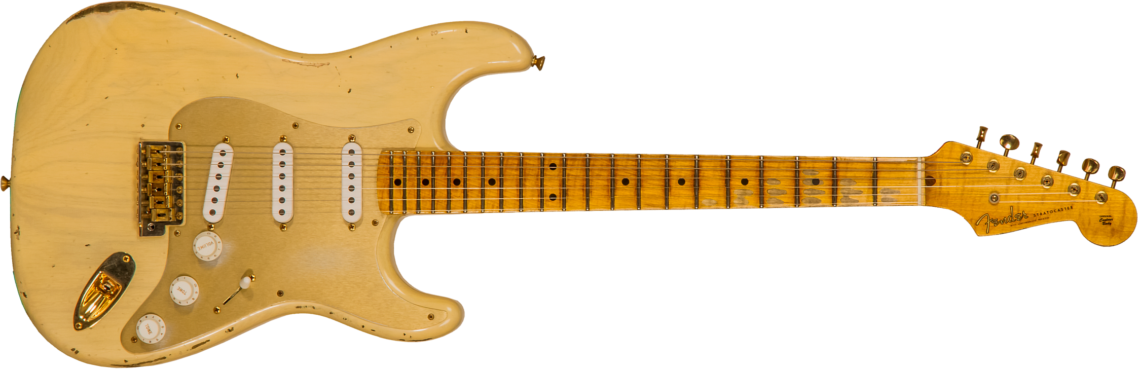 Fender Custom Shop Strat 1955 Bone Tone Usa 3s Trem Mn #cz554628 - Relic Honey Blonde W/ Gold Hardware - Str shape electric guitar - Main picture