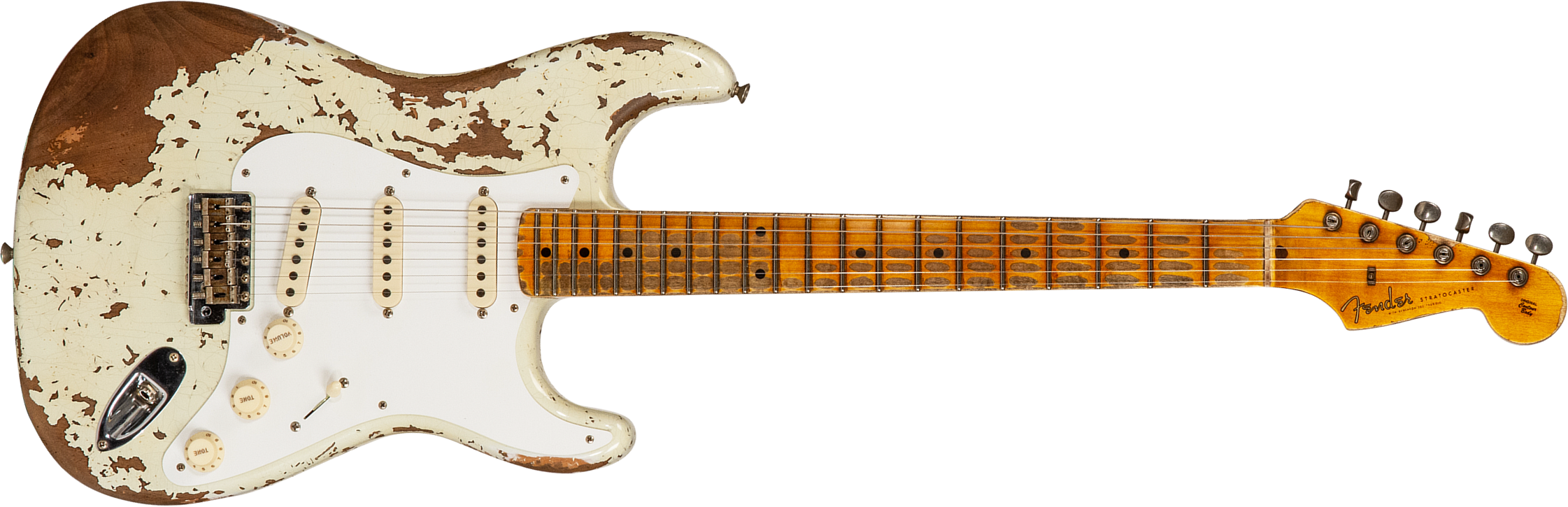 Fender Custom Shop Strat 1956 3s Trem Mn #cz568636 - Super Heavy Relic Aged India Ivory - Str shape electric guitar - Main picture