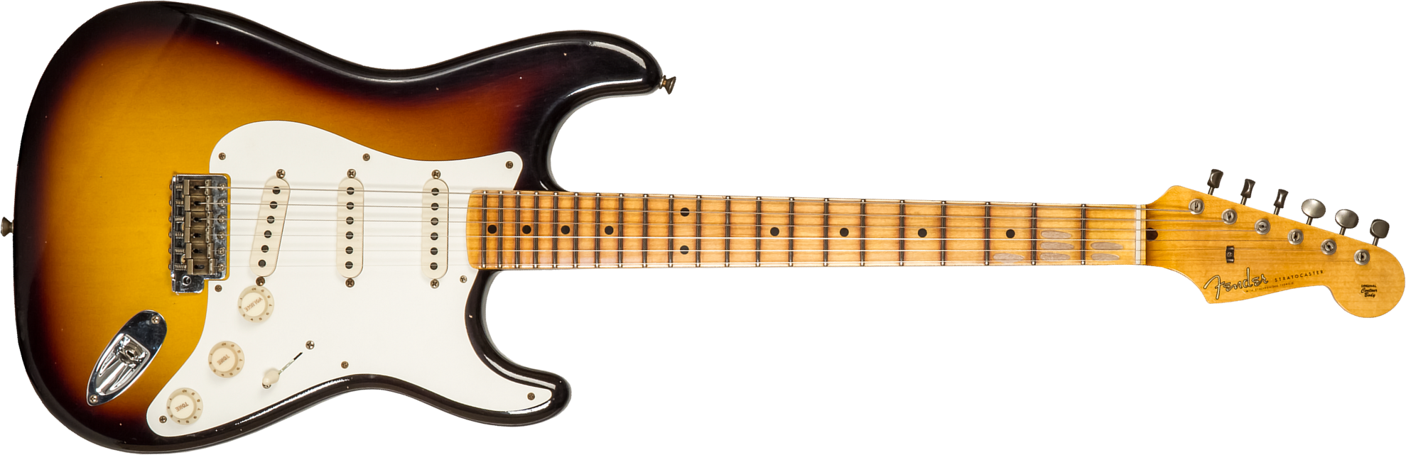 Fender Custom Shop Strat 1956 3s Trem Mn #cz575333 - Journeyman Relic 2-color Sunburst - Str shape electric guitar - Main picture