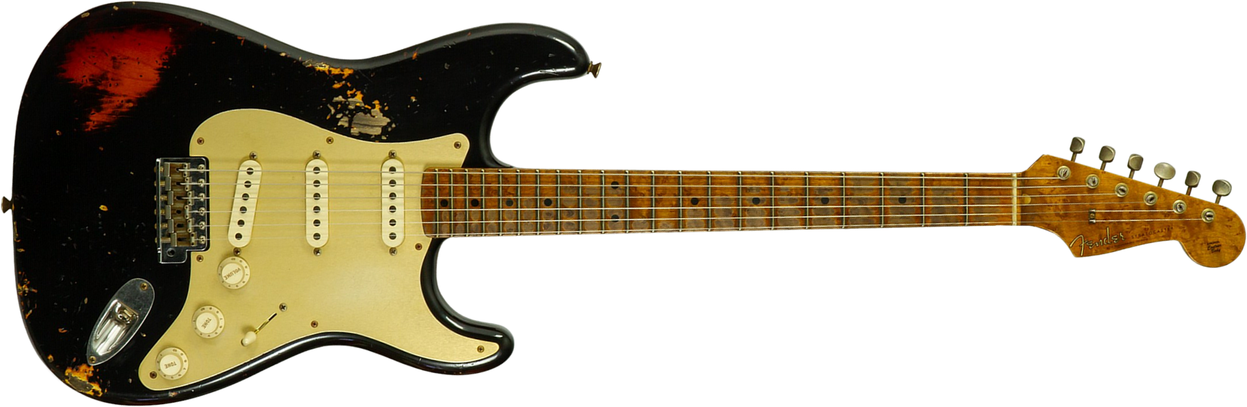 Fender Custom Shop Strat 1956 3s Trem Mn #r150252 - Heavy Relic Black Ov. Violin Burst - Str shape electric guitar - Main picture