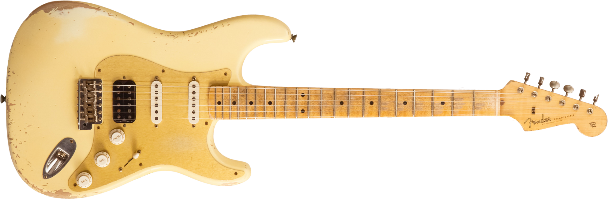 Fender Custom Shop Strat 1956 Hss Trem Mn #r143989 - Relic Vintage White - Str shape electric guitar - Main picture