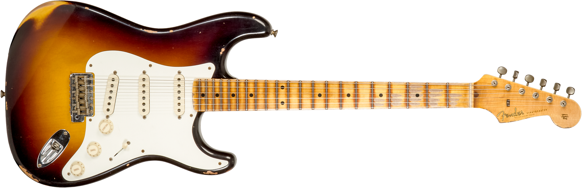 Fender Custom Shop Strat 1957 3s Trem Mn #cz575421 - Relic 2-color Sunburst - Str shape electric guitar - Main picture
