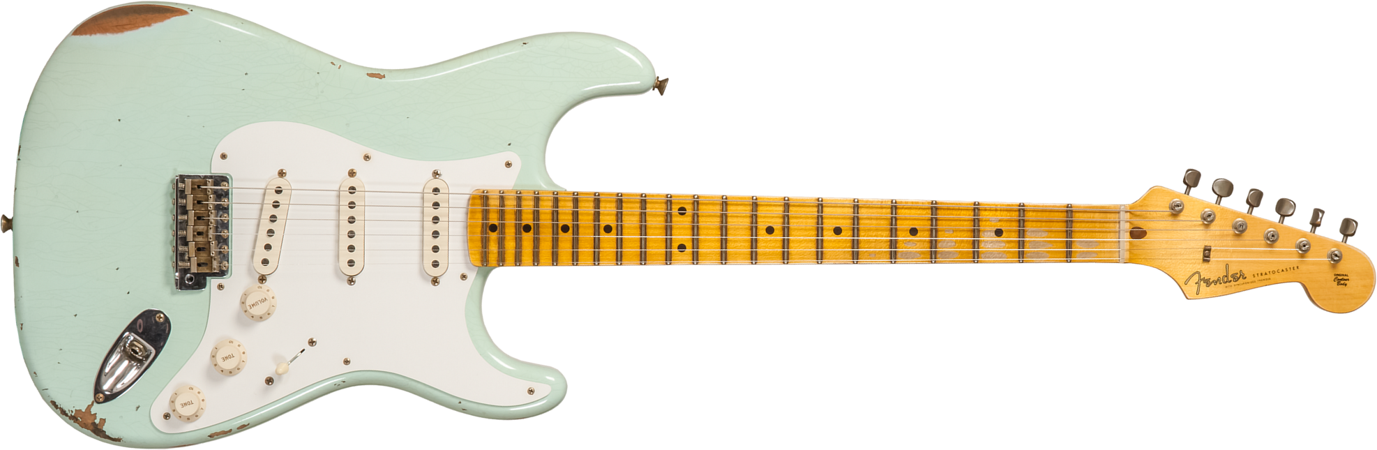 Fender Custom Shop Strat 1958 3s Trem Mn #cz572338 - Relic Aged Surf Green - Str shape electric guitar - Main picture