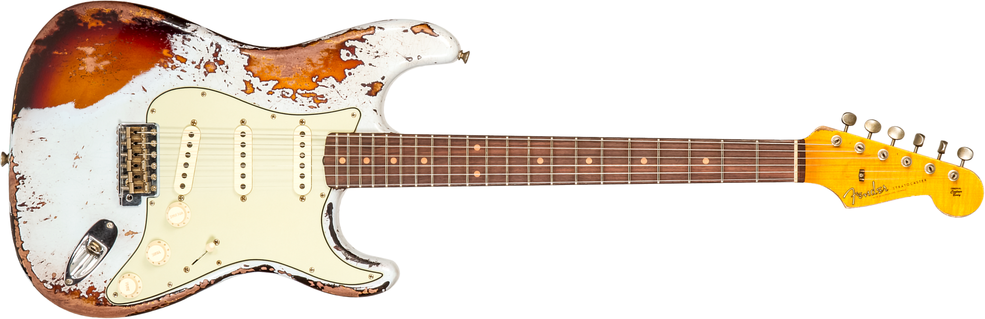 Fender Custom Shop Strat 1959 3s Trem Rw #cz576124 - Super Heavy Relic Sonic Blue O. Chocolate Sunburst - Str shape electric guitar - Main picture