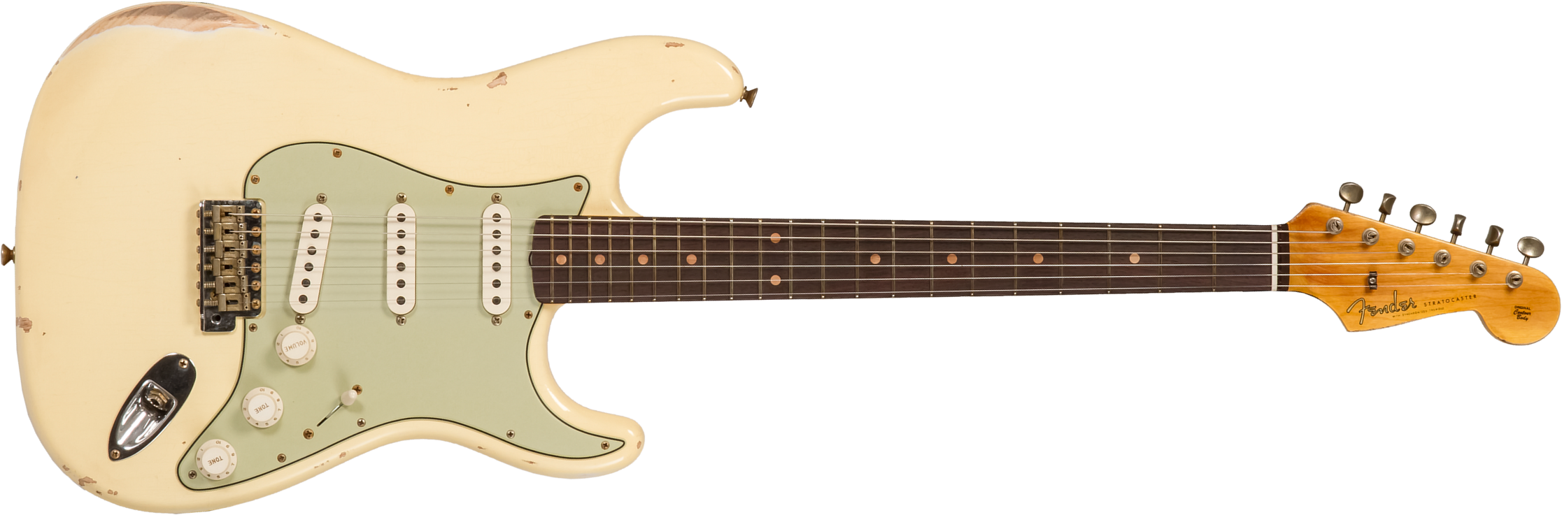 Fender Custom Shop Strat 1959 3s Trem Rw #r133842 - Relic Antique Vintage White - Str shape electric guitar - Main picture