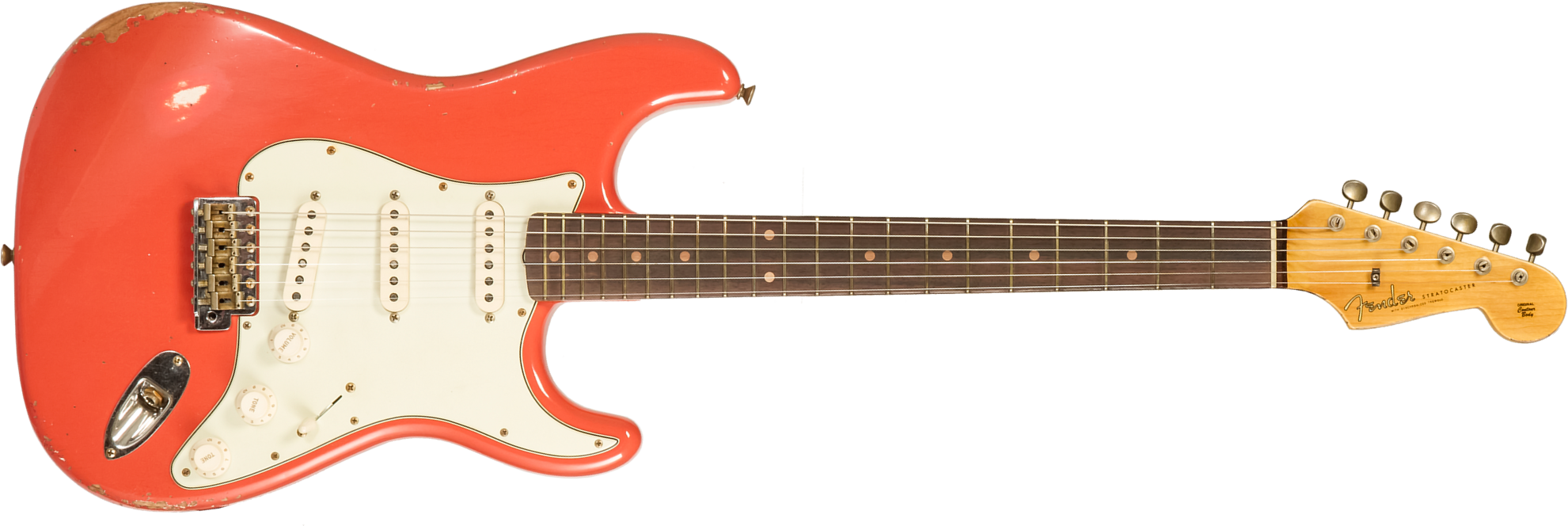 Fender Custom Shop Strat 1959 3s Trem Rw #r138362 - Relic Tahitian Coral - Str shape electric guitar - Main picture