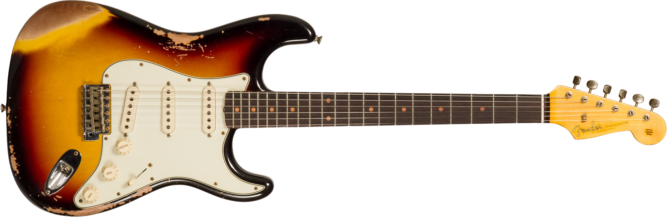 Fender Custom Shop Strat 1960 3s Trem Rw #cz578789 - Heavy Relic 3-color Sunburst - Str shape electric guitar - Main picture