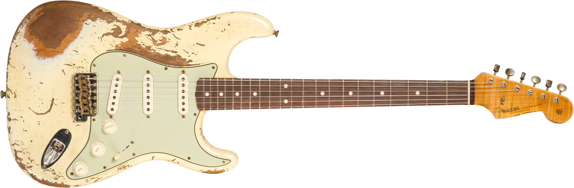 Fender Custom Shop Strat 1960 Dual Mag Ii Rw #cz563967 - Super Heavy Relic Vintage White - Str shape electric guitar - Main picture