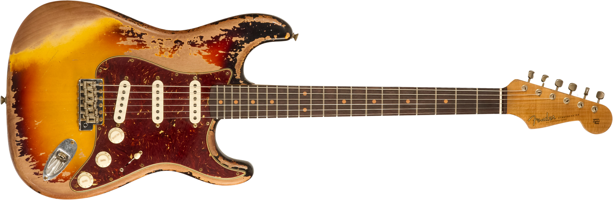 Fender Custom Shop Strat 1960 Roasted 3s Trem Rw #cz583123 - Super Heavy Relic 3-color Sunburst - Str shape electric guitar - Main picture