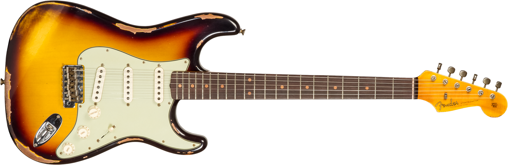 Fender Custom Shop Strat 1961 3s Trem Rw #cz573663 - Heavy Relic Aged 3-color Sunburst - Str shape electric guitar - Main picture