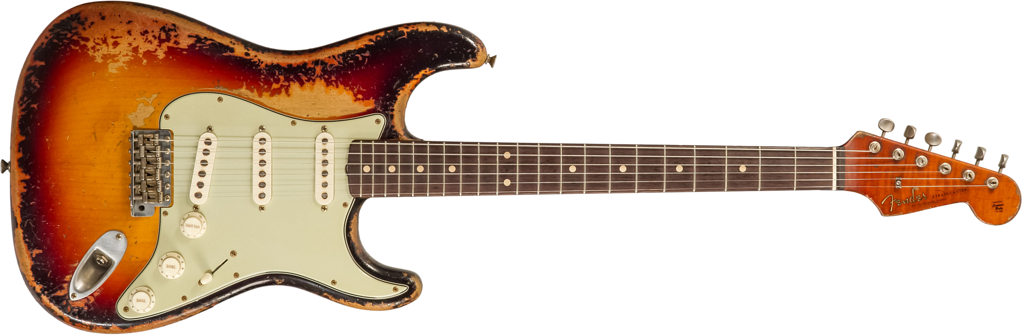 Fender Custom Shop Strat 1961 Masterbuilt D.wilson 3s Trem Rw #cz552177 - Heavy Relic 3-color Sunburst - Str shape electric guitar - Main picture