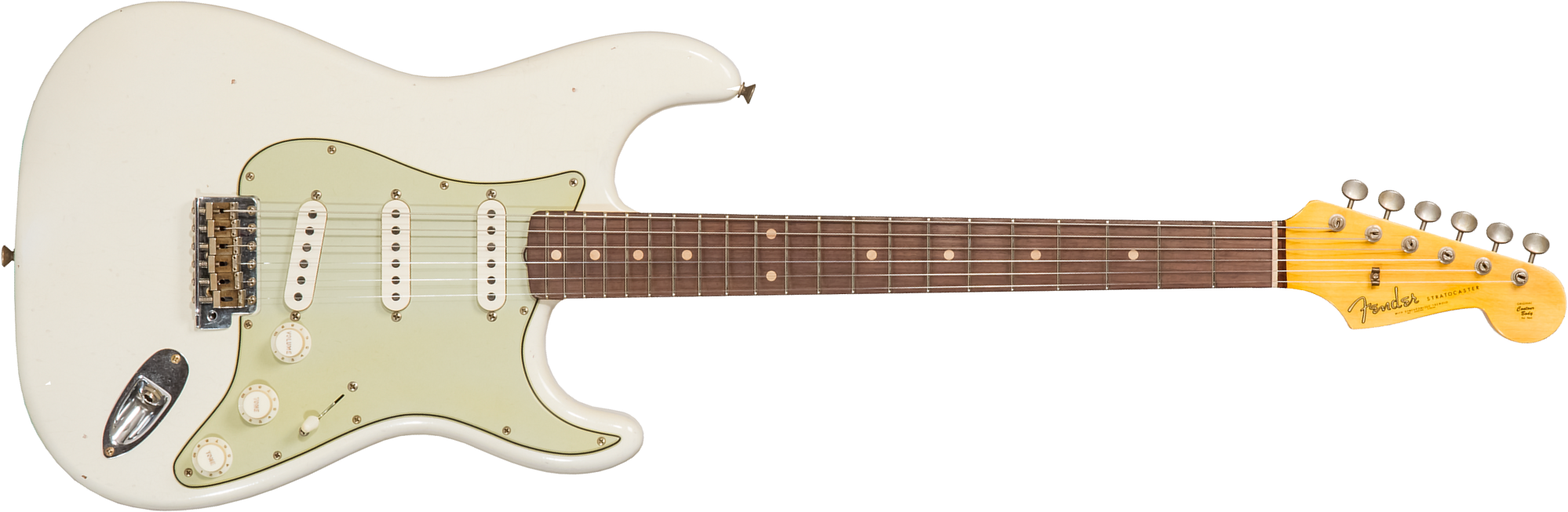 Fender Custom Shop Strat 1962/63 3s Trem Rw - Journeyman Relic Olympic White - Str shape electric guitar - Main picture