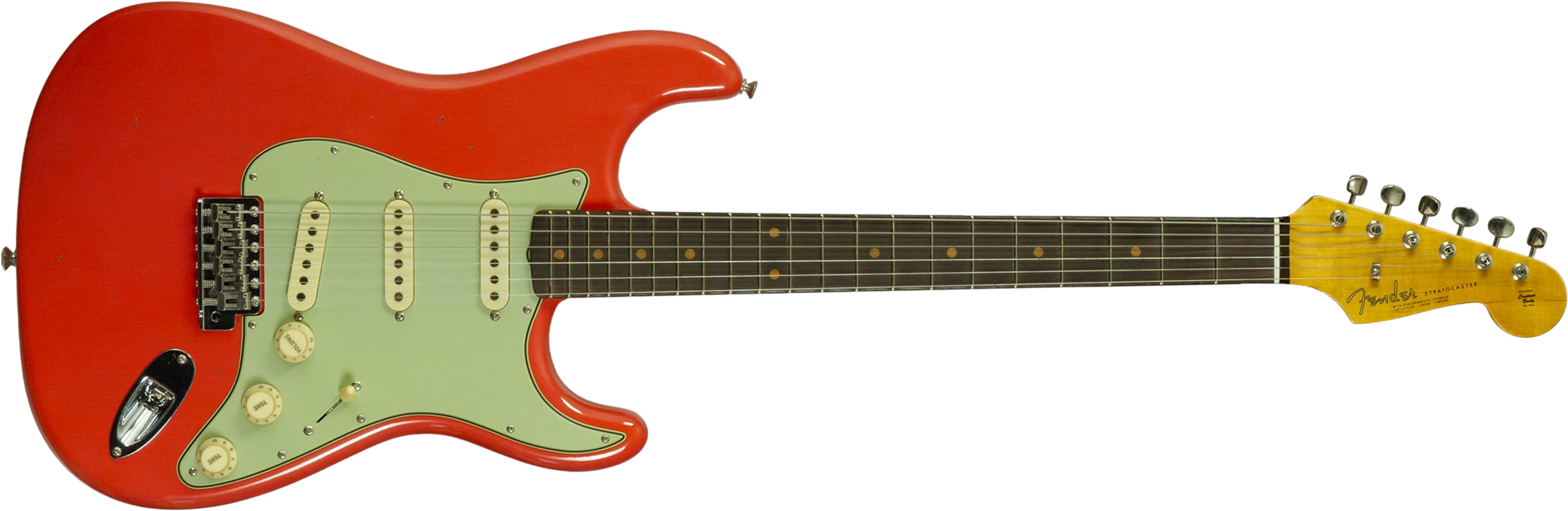 Fender Custom Shop Strat 1962 Poblano 3s Trem Rw #cz584215 - Journeyman Relic Fiesta Red - Str shape electric guitar - Main picture