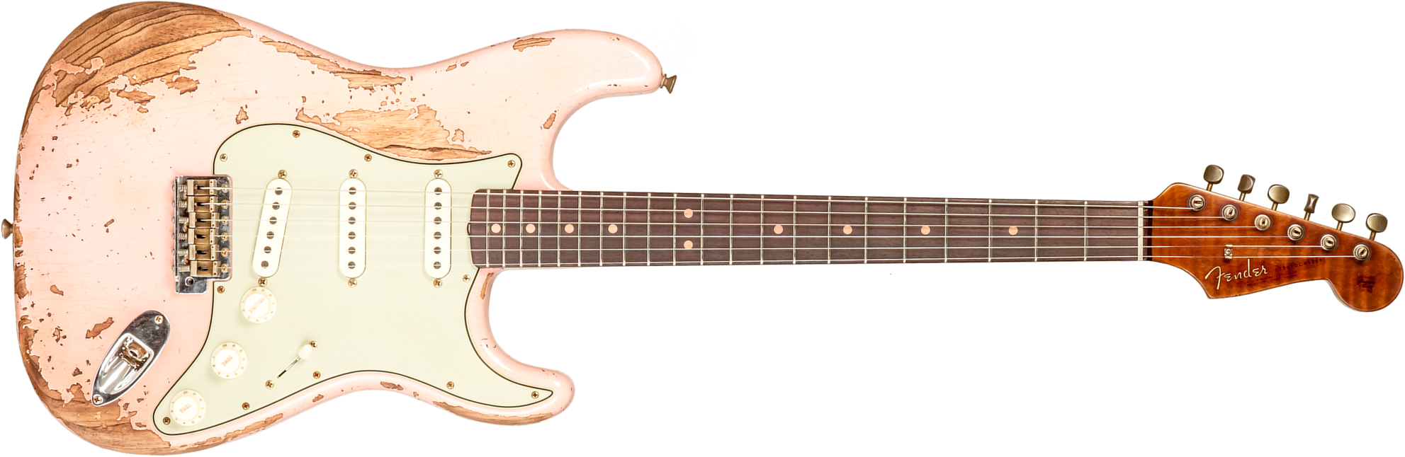 Fender Custom Shop Strat 1963 3s Trem Rw #r136150 - Super Heavy Relic Shell Pink - Str shape electric guitar - Main picture