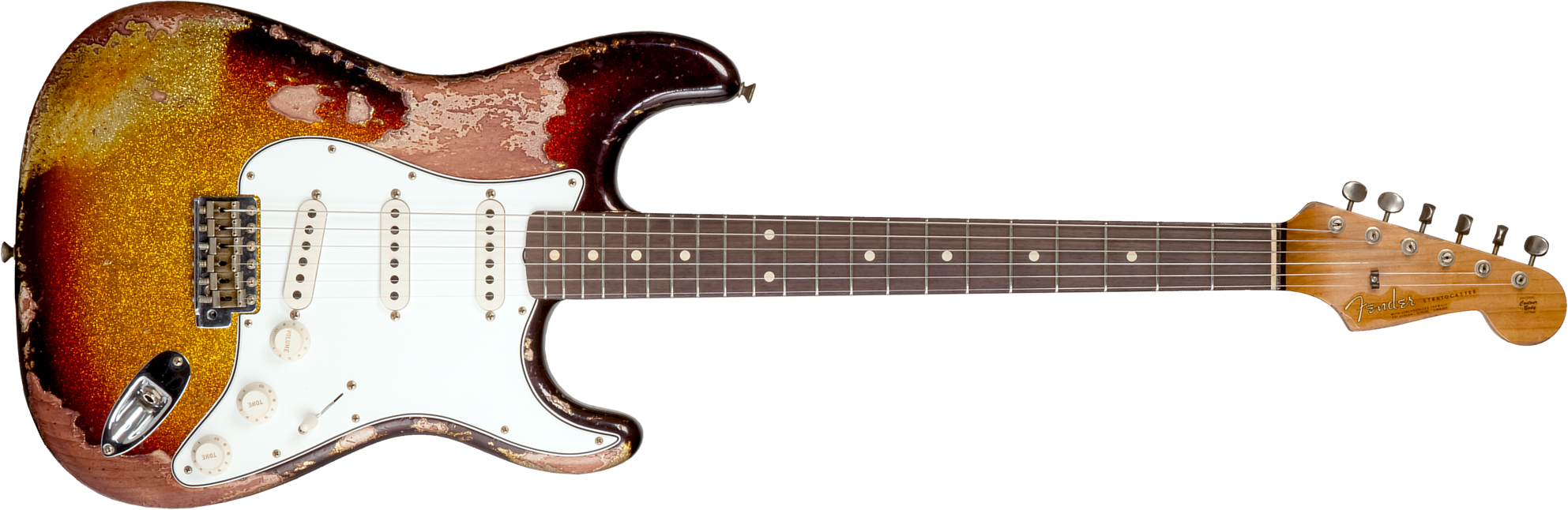 Fender Custom Shop Strat 1963 3s Trem Rw #r136169 - Super Heavy Relic Sparkle 3-color Sunburst - Str shape electric guitar - Main picture