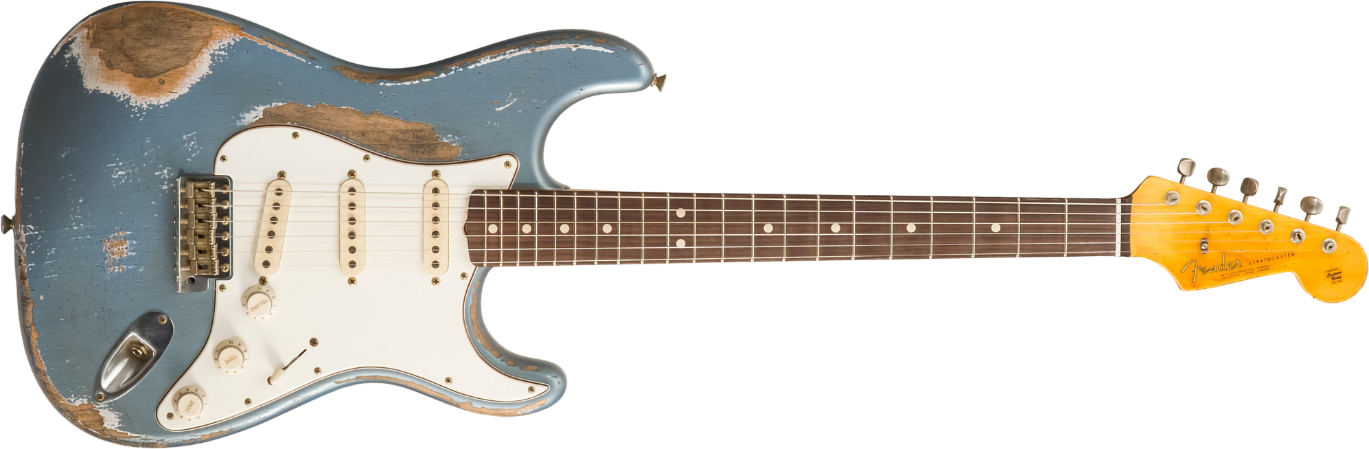 Fender Custom Shop Strat 1963 3s Trem Rw #r139911 - Relic Lake Placid Blue - Str shape electric guitar - Main picture