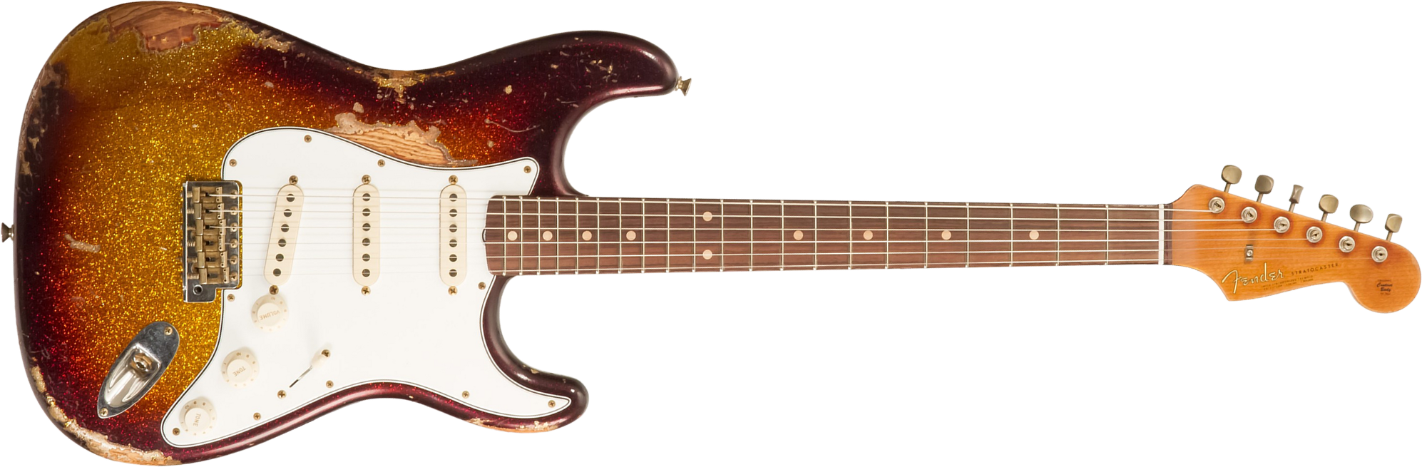 Fender Custom Shop Strat 1963 3s Trem Rw #r141255 - Super Heavy Relic Sparkle 3-color Sunburst - Str shape electric guitar - Main picture