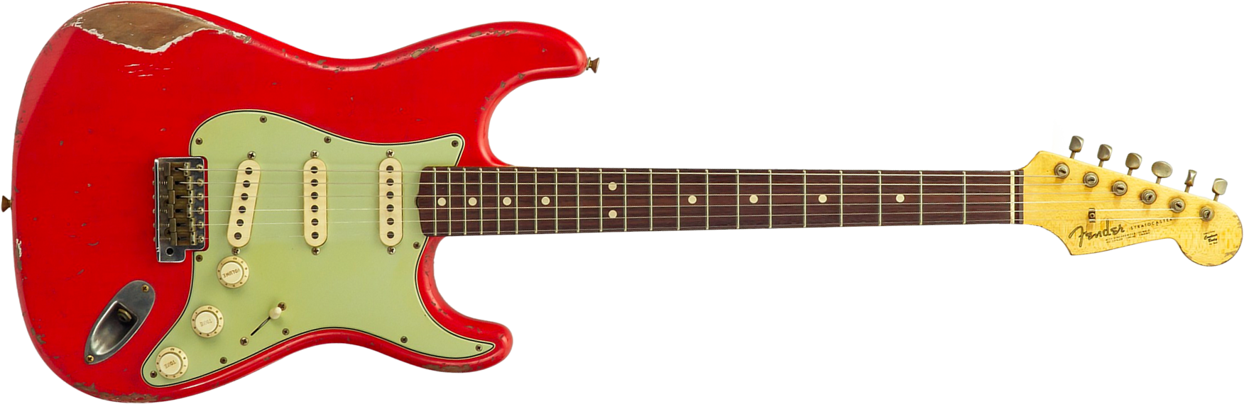 Fender Custom Shop Strat 1963 Mb A.macnutt 3s Trem Rw #r144111 - Relic Fiesta Red - Str shape electric guitar - Main picture